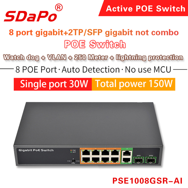 PSE1008GSR-AI PSE0822GD-AI 8 Lasc L&iacute;onra Port PoE