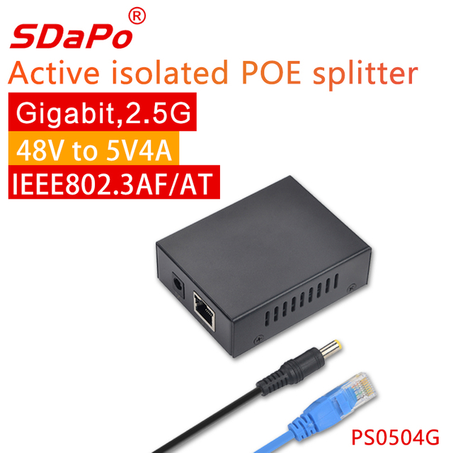 PS0504G Metal Shell kettős kimenet 5V 4A Gigabit Ethernet PoE eloszt&oacute;
