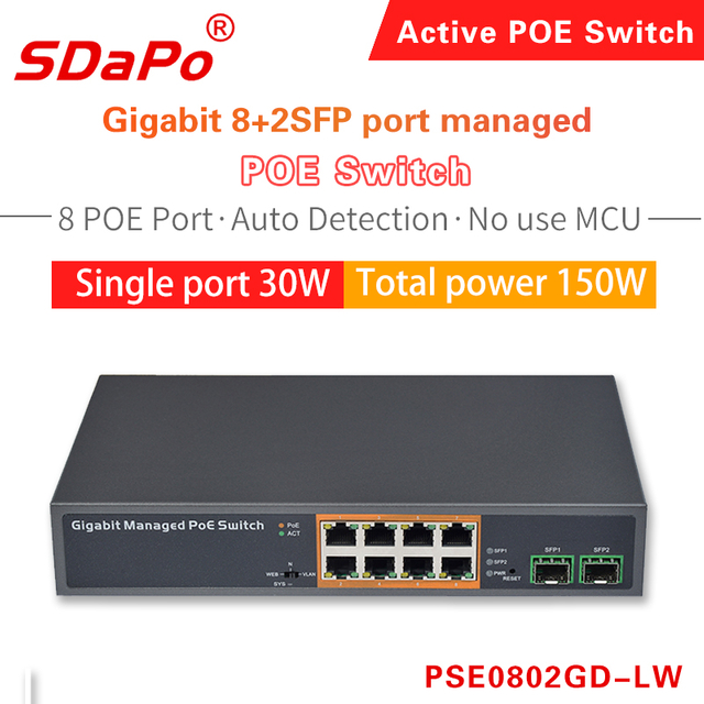 Switch de rede PoE de 8 portas PSE0802GD-LW