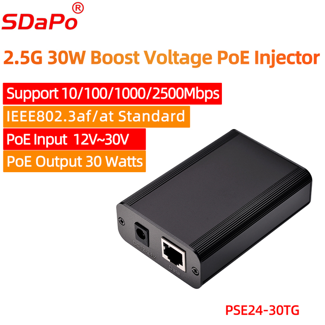 PSE24-30TG 1/2.5Gbps 30W Treisi&uacute; Instealladh PoE Voltais